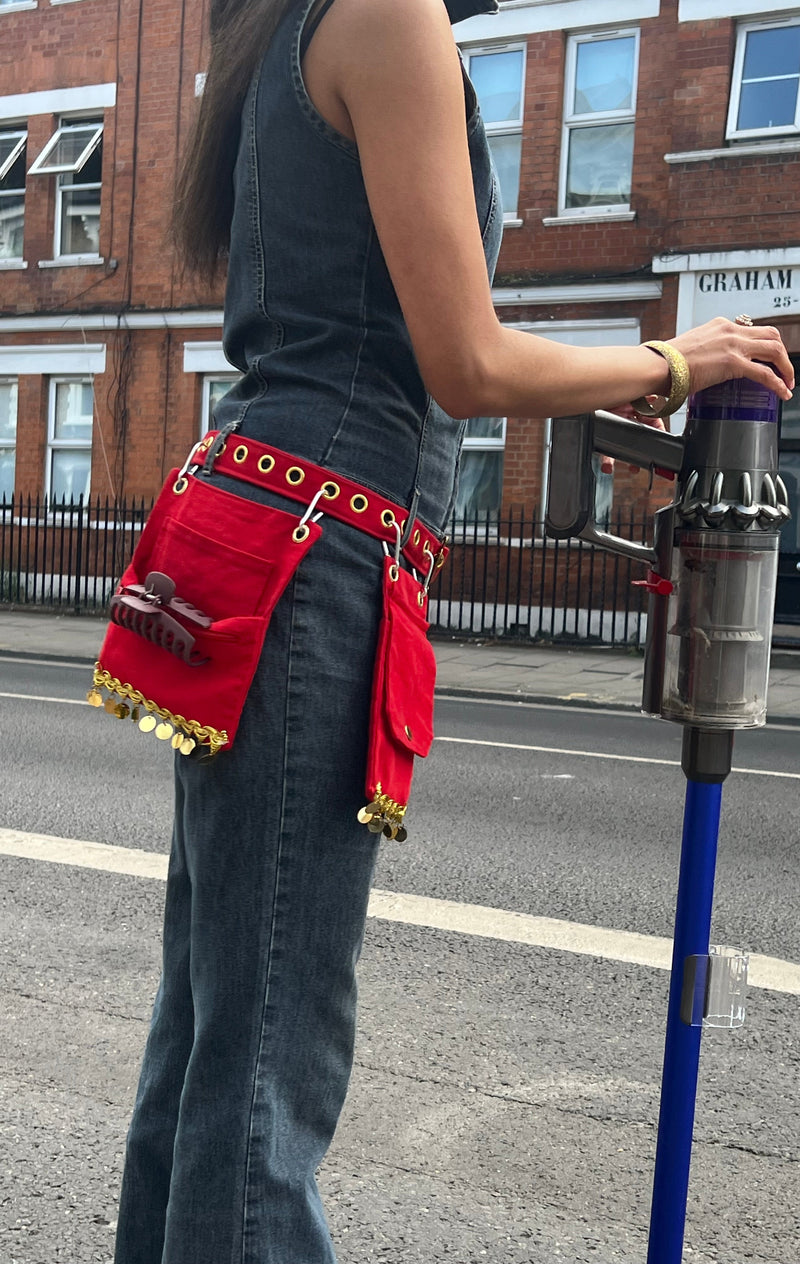 Red Gold Sequin Trim