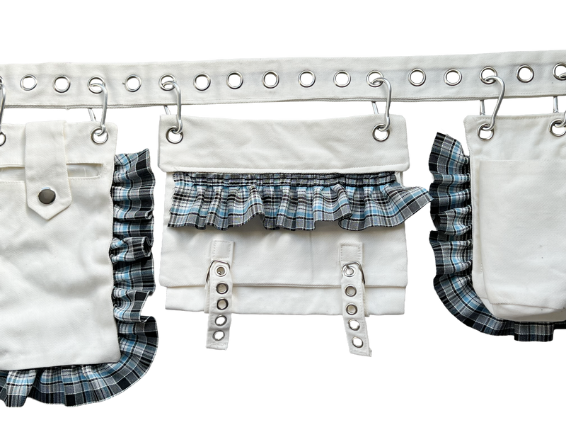 White Blue tartan wiggle